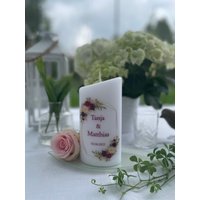 Hochzeitskerze Rahmen Rosen Blumen Personalisierbar | 1614 von ivyandjacob