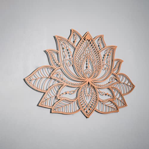 IWA CONCEPT 3D Mandala Metall Wanddekoration | Lotusblume Dekoration für Zuhause | Schlafzimmer Metall Wandkunst|Büro Dekor | Wohnzimmer Dekor | Neujahr Geschenk | (67 x 43 cm, Kupfer) von iwa concept