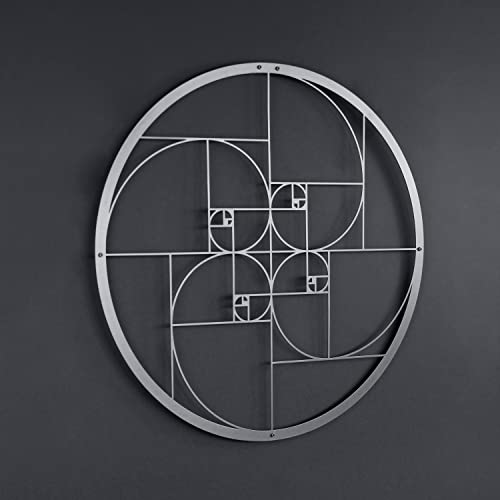 IWA CONCEPT Golden Ratio Metall Wanddekoration|Einzigartige Moderne Dekoration für Wohnzimmer | Metall Wandkunst | Büro Dekor | Neujahr Geschenk | (18,5 "x 18,5" | 47 x 47 cm, Silber) von iwa concept