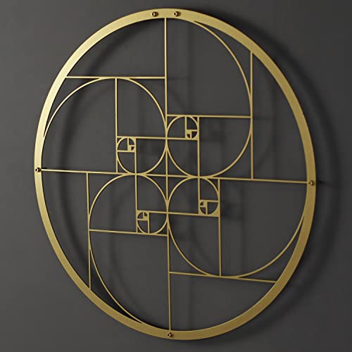 IWA CONCEPT Golden Ratio Metall Wanddekoration |Einzigartige Moderne Dekoration für Wohnzimmer | Metall Wandkunst | Einweihungsgeschenk | Neujahr Geschenk | (18,5 "x 18,5" | 47 x 47 cm, Gold) von iwa concept