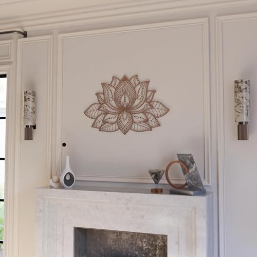 iwa concept 3D Mandala Metall Wanddekoration | Lotusblume Dekoration für Häuser | Schlafzimmer Metall Wandkunst | Bürodekor | Wohnzimmer Dekor | Neujahrsgeschenk | (43.2 cmx 27.9 cm | 43 x 27.5 cm, von iwa concept