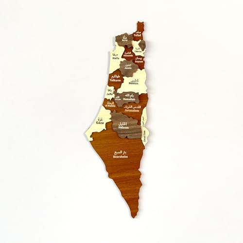iwa concept 3D Multilayered Wooden Palestine Wall Decor, Home and Office Wall Art, Detailed Country Wall Art with Special Wall Art Pins, Elegant Decor, Gift for Muslim Friends (Large) von iwa concept