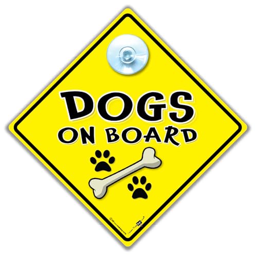 Dogs On Board Schild Paw and Bones, Dog on Board Autoschild für Hundebesitzer, Baby On Board Schild für Hunde, Hunde im Transit, Hund im Auto, 14 cm x 14 cm von iwantthatsign.com