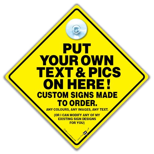 Fensterschild mit Saugnapfbefestigung, personalisierbar, 14 x 14 cm von iwantthatsign.com