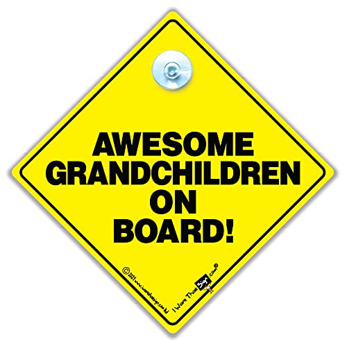 Schild mit Aufschrift "Awesome Grandchildren On Board", englische Aufschrift "Grandchild Baby on Board", Baby-Auto-Schild, Enkelkind-Autoschild, schreckt Heckklappen mit diesem Baby im Auto ab, 14 cm Schild mit Aufschrift "Awesome Grandchildren On Board", englische Aufschrift "Grandchild Baby on Board", Baby-Auto-Schild, Enkelkind-Autoschild, schreckt Heckklappen mit diesem Baby im Auto ab, 14 cm von iwantthatsign.com