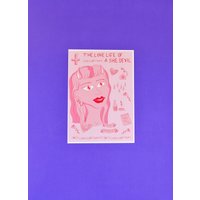 Teufelin Print - Pinkes Femme A4 A5 A6 Poster von iweitillustrations