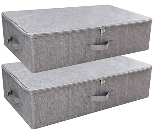 iwill CREATE PRO 2er-Pack, Unterbett-Schuhaufbewahrungsboxen mit Reißverschlussabdeckung, Decken, Kleideraufbewahrungsbehälter, faltbar, starr & waschbar, dunkelgrau von iwill CREATE PRO