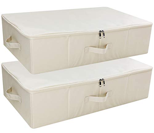 iwill CREATE PRO 2er-Pack, faltbare Aufbewahrungsboxen mit Deckel unter dem Bett, platzsparende Aufbewahrungsboxen für Schlafzimmer, Kleiderschrank, Dachboden, Beige von iwill CREATE PRO