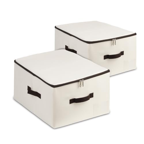 iwill CREATE PRO Aufbewahrungsboxen/Organizer mit Deckel, Faltbare Zusammenklappbarer mit Griff, 2 Stück, Beige (Beige, 2Pcs) von iwill CREATE PRO
