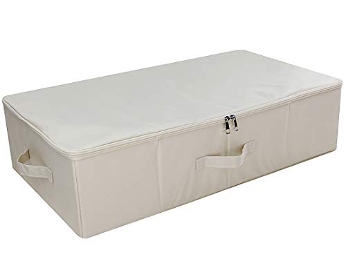 iwill CREATE PRO IKEA Style Fabric Folding Under Bed Aufbewahrungsbox Organizer mit Deckel, zusammenklappbare Decken, Bettdecken Aufbewahrungskörbe, Beige von iwill CREATE PRO