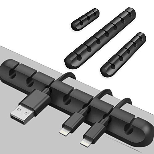 iwobi 3 Stück Kabelhalter Kabelclips, Kabelhalter Selbstklebend Vielzwecke, Kabel Organizer Set für Schreibtisch Netzkabel USB Ladekabel Audiokabel Ladekabeln Schwarz von iwobi