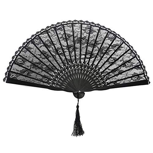 iwobi Vintage Handfächer Taschenfächer Fächer Klappfächer Party Hochzeit Zubehör Schwarz iwobi Vintage Handfächer Taschenfächer Fächer Klappfächer Party Hochzeit Zubehör Schwarz von iwobi