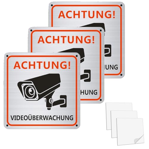 iwontalersy 3 Stück Videoüberwachung Schild,15 x 15 cm Aluminium Hinweisschild Videoüberwachung,Schilder Kameraüberwachung,mit Selbstklebend und 4 Bohrlöcher iwontalersy 3 Stück Videoüberwachung Schild,15 x 15 cm Aluminium Hinweisschild Videoüberwachung,Schilder Kameraüberwachung,mit Selbstklebend und 4 Bohrlöcher von iwontalersy