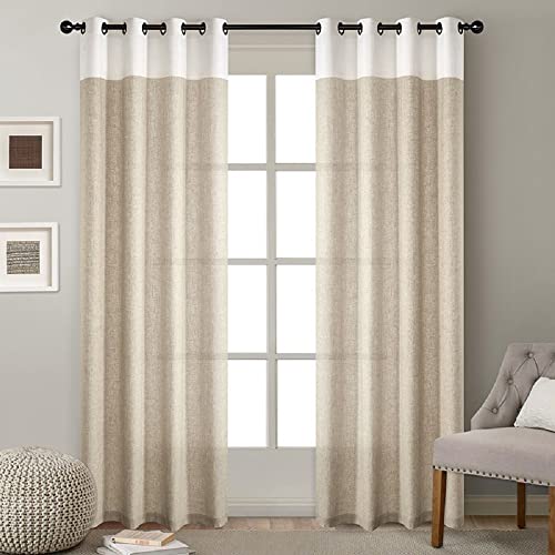 iyoimono 2er Set Leinen Gardinen Baumwolle Leinen Beige Halbtransparent Vorhänge Ösenschal Gardinen Verdunkelungs Vorhänge Thermovorhänge Für Wohnzimmer Schlafzimmer Gardienen，132 x 214 cm von iyoimono