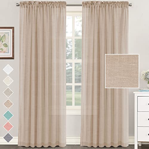 iyoimono 2er Set Sheer Voile Vorhänge Beige Halbtransparent Gardine aus Voile Baumwolle Leinen Ösenschal Transluzent Vorhang für Schlafzimmer Bauernhaus Wohnzimmer 132 X 182 cm (B x H) von iyoimono