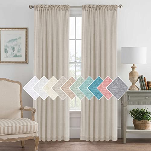 iyoimono 2er Set Sheer Voile Vorhänge Hellbeige Halbtransparent Gardine aus Voile Baumwolle Leinen Ösenschal Transluzent Vorhänge für Schlafzimmer Bauernhaus Wohnzimmer 132 X 182 cm (B x H) von iyoimono