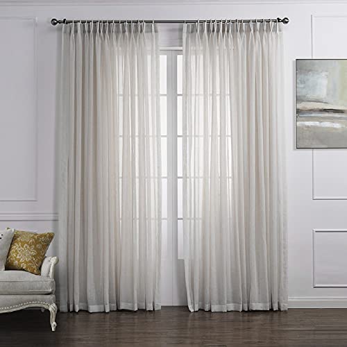 iyoimono 2er Set Sheer Voile Vorhang Weiß Halbtransparent Gardine aus Voile Baumwolle Leinen Ösenschal Transluzent Wohnzimmer Luftig Dekoschal für Schlafzimmer 254 X 259 cm (B x H) Weiß von iyoimono