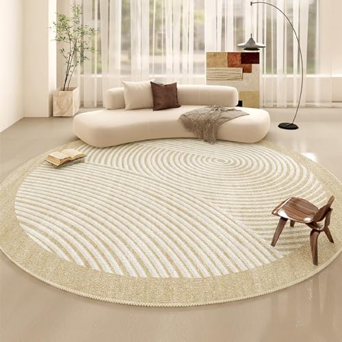 iyoimono Beige Wohnzimmer Teppich Rund 160cm Flauschig Fellteppich Modern Geometrisches Muster Runder Kaschmirimitat Teppich Schlafzimmer Kinderzimmer Weich rutschfest Maschinenwaschbar Teppich von iyoimono