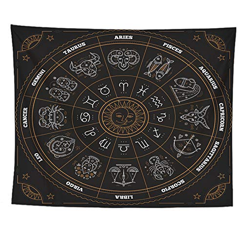izielad 12 Sternbild Sternzeichen Vintage Wandteppiche Hippie Astrologie Boho Horoskop Wandteppich für Raum 73X95CM 28.7X37.4IN von izielad
