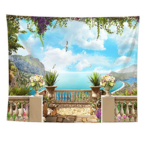 izielad Balkon Meer Blumen Berg Wandteppich Wandbehang Kunst für Kind Wohnzimmer Schlafzimmer Wohnheim Wohnkultur 180X230CM 70.8X90.5IN izielad Balkon Meer Blumen Berg Wandteppich Wandbehang Kunst für Kind Wohnzimmer Schlafzimmer Wohnheim Wohnkultur 180X230CM 70.8X90.5IN von izielad