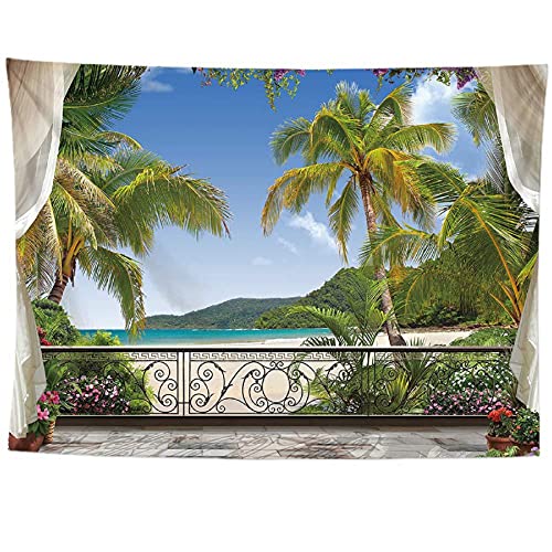 izielad Balkon Meer Ozean Strand Palme Tapisserie Wandbehang Dekoration für Wohnung Wohnheim Schlafzimmer Wohnzimmer 150X200CM 59X78.7IN izielad Balkon Meer Ozean Strand Palme Tapisserie Wandbehang Dekoration für Wohnung Wohnheim Schlafzimmer Wohnzimmer 150X200CM 59X78.7IN von izielad