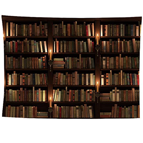 izielad Bibliothek Bücherregal Bücher Arbeitszimmer Szene Kunst Große 3D Wandbehang Wandteppich für Home Decoration 100X150CM 39.3X59IN von izielad