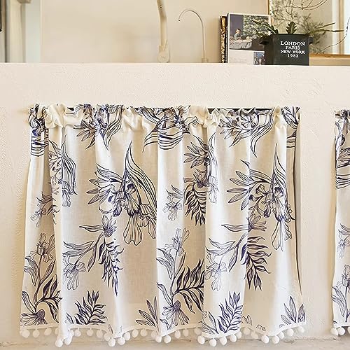 izielad Bistrogardine Landhausstil Vintage Scheibengardine Landhausstil kurzer Vorhang Kurzvorhang Blume Bistrogardine Fenstergardinen Kurz BxH 130x80cm von izielad