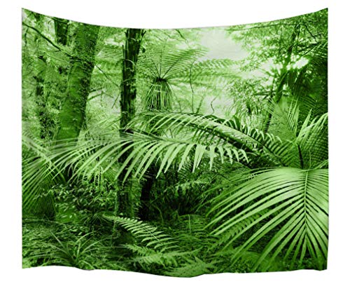 izielad Grünes Tapisserie Zen Dekorations Bild von Forest Trees mit Sonnenlicht Regenwald Exotischen Tier Pflanzen Irland Natur Wand hängender Kunst für Schlafzimmer Wohnzimmer Schlafsaal 229x153cm von izielad