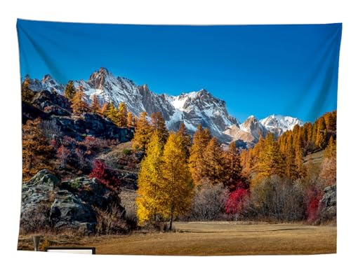 izielad Herbst Gelber Baum Berg Wandbehang Wandteppich Tapisserie Wohnkultur Kunst für Kind Schlafzimmer Wohnzimmer 180X230CM 70.8X90.5IN von izielad
