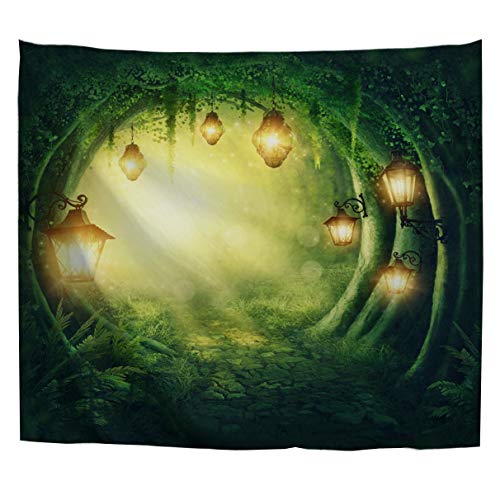 izielad Mystische Märchen Baum Wandteppich Wandbehang Mysterious Märchen Wald Baum Mystische Lichter Laterne Wand Dekor Kunst Wandteppiche für Schlafzimmer Wohnzimmer College Dorm 153x102cm 60"x40" von izielad