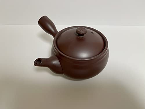 Japanische Banko-Yaki (TR57219) Keramik-Teekanne Kyusu für Linkshänder, 13 cm Durchmesser, H 8 cm, 300 ml, Shidei lila Ton (Linkshänder) von j-pure hitomi