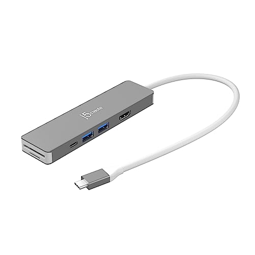 j5create 7-in-1 Slim High Performance USB-C Hub, 4K60 HDMI, 10Gbps USB-C Anschluss, 2 x 10Gbps USB-A Anschlüsse, 95W PD Charging, SD/microSD, für MacBook, XPS, Thinkpad, Laptops, iPad Pro (JCD390) von j5create