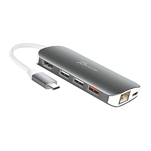 j5create Multi USB-C 9-in-1 Adapter HDMI/Ethernet/USB 3.1, SD und MicroSD/PD 3.0 | HDMI 4K für MacBook | ChromeBook | USB-C Geräte (JCD383) von j5create