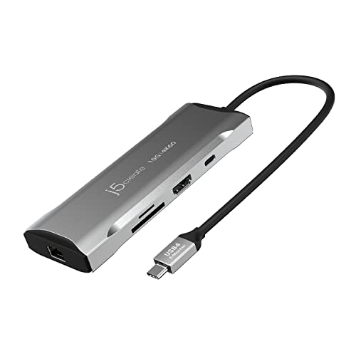 j5create USB C Hub - 4K 60Hz HDMI, USB-A & C 10Gbps, 100W PD mit 5Gbps, Ethernet, SD 4.0 Kartenleser | für MacBook, XPS, Surface Pro (JCD393) von j5create