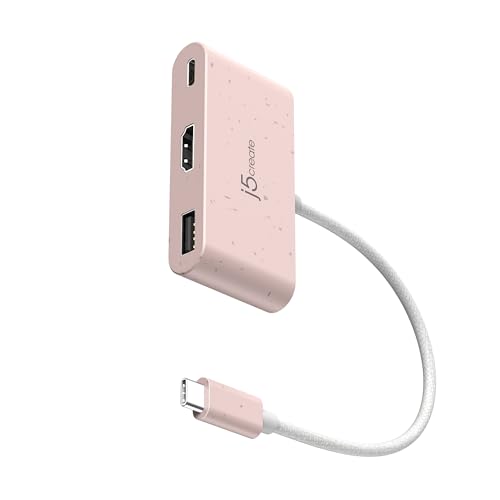 j5create USB-C zu HDMI&USB Typ-A mit Power Delivery (umweltfreundlich) mit 4K HDMI/USB-A 5Gbps/PD 100W Laden | Kompatibel mit MacBook Pro, Chromebook, HP, Samsung und weiteren Typ-C Geräten (JCA379ER) von j5create