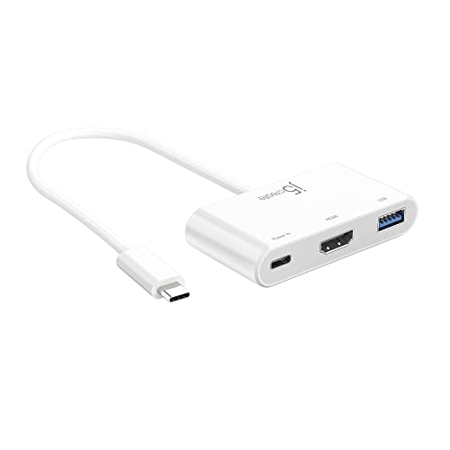 j5create USB Typ-C zu 4K HDMI und USB-A 3.0 mit Power Delivery 100W Pass-Through Laden, Kompatibel mit MacBook, Chromebook, XPS (JCA379) von j5create