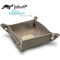 Jabuti Edition Lederschale/Taschenleerer Rindleder Stone Graubraun - Lamm Nappa Details Creme 14 X cm von jabutiDesign