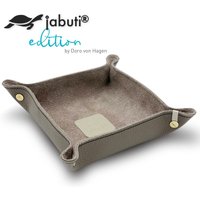 Jabuti Edition Lederschale/Taschenleerer Rindleder Stone Graubraun - Lamm Nappa Details Creme 18 X cm von jabutiDesign