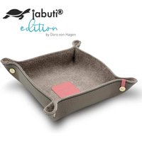Jabuti Edition Lederschale/Taschenleerer Rindleder Stone Graubraun - Lamm Nappa Details Flamingo 18 X cm von jabutiDesign