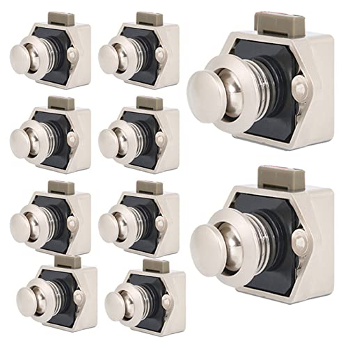 10 Stück Push Button Catch Door Lock Verriegelung, Türschloss Schloss Schrankschloss, 15-20mm Schubladenschloss Taste Catch Lock für Wohnwagen Caravan Van Yacht Wohnmobil von jackfru