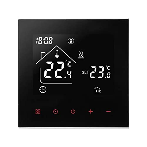 Digital Thermostat Raumthermostat, LED Display Touchscreen Thermostat-Regler, Wöchentlich Programmierbare Temperaturregler für Kesselheizung Fußbodenheizung (Schwarz - Kesselheizung 3A) von jackfru