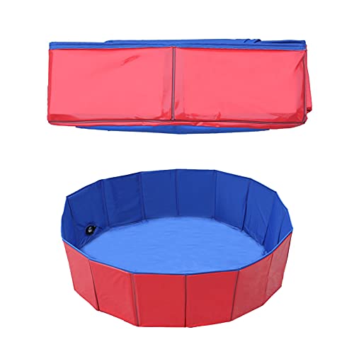 Hundepool Faltbarer Swimmingpool, Doggy Kätzchen Pool Planschbecken ​Hundebad Badewanne, PVC rutschfeste Schwimmbecken ​mit Wasserablassventil für Welpen kleine Hunde (10 * 30cm) von jackfru