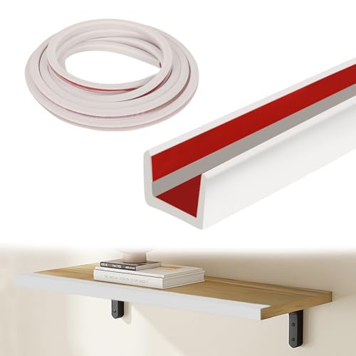 Jackfru 6m Gummikantenprofil für 11–14mm, Selbstklebender U-Profil-Kantenschutz für Sperrholz, Schrank, Flexibler Kantenschutz für Holzplatten, Größe 12 mm (Weiß) von jackfru