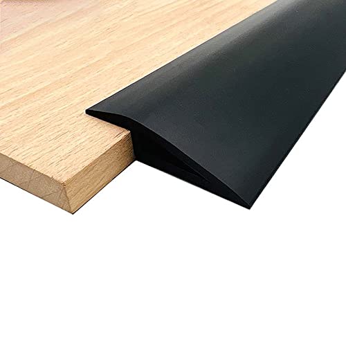 jackfru Selbstklebend Abdeckleiste 2M, PVC üBergangsprofil Selbstklebend, Höhe weniger als 10mm, Boden&Teppich Laminat Übergangsschiene Leiste (1, Schwarz, 2M*(5cm*1cm)) von jackfru