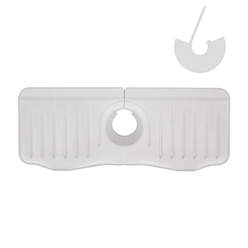 Wasserhahn Matte, Abtropfmatte Spritzschutz Tropffänger zun Wasserhahn, Sink Faucet Splash Guard Mat Absorbierende Matte für Waschbecken Arbeitsplatte, Wasserhahn, Küchenspüle (2, Weiß, 36*13*2cm) von jackfru