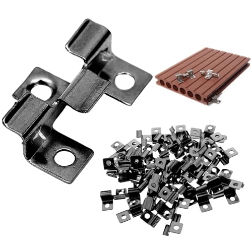 jackfru 100 Stück Edelstahl Clips Abstand 4 mm, Höhe 7-9 mm Terrassenclips Clips Klammer WPC Dielen Befestigungsclips (Schwarz, Höhe 8mm) von jackfru