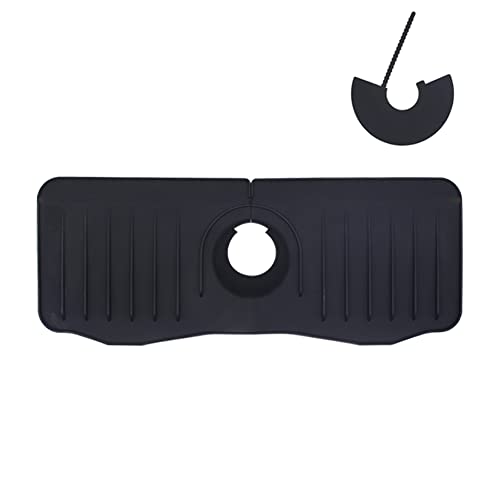 Wasserhahn Matte, Abtropfmatte Spritzschutz Tropffänger zun Wasserhahn, Sink Faucet Splash Guard Mat Absorbierende Matte für Waschbecken Arbeitsplatte, Wasserhahn, Küchenspüle (2, Schwarz, 36*13*2cm) von jackfru