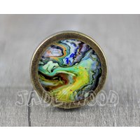 Abstraktionismus Glas Cabochon Bronze Möbel Knauf / von jade4wood