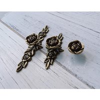 Blumen Shabby Chic Kommode Schublade Griff/Antike Bronze Rose Schrank Pull Knauf Möbelbeschläge Lj095 von jade4wood