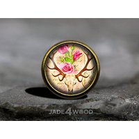 Boho Skull Und Blumen Glas Cabochon Knauf Möbelknauf von jade4wood